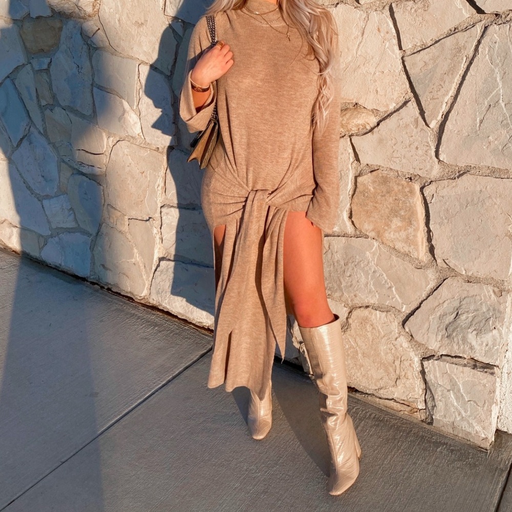 Mable Beige Sweater Maxi Dress